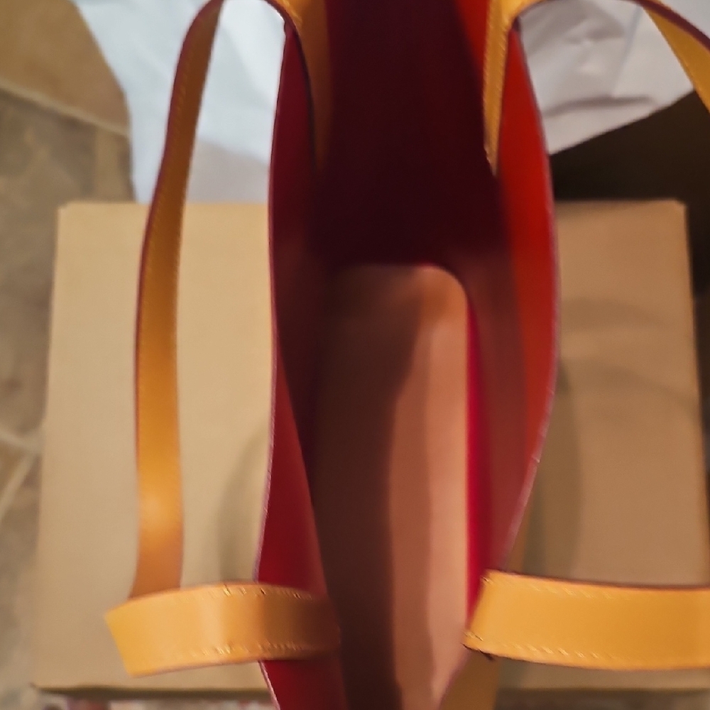 Dooney & Bourke Red and Tan Tote Bag with Bold Color Blocking